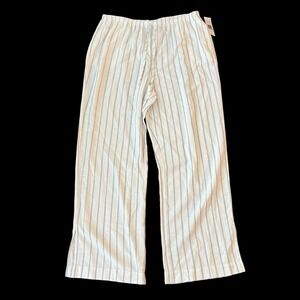 Cloth & Stone Linen Blend Elastic Waist Casual Pant XL White Stripe Beach READ